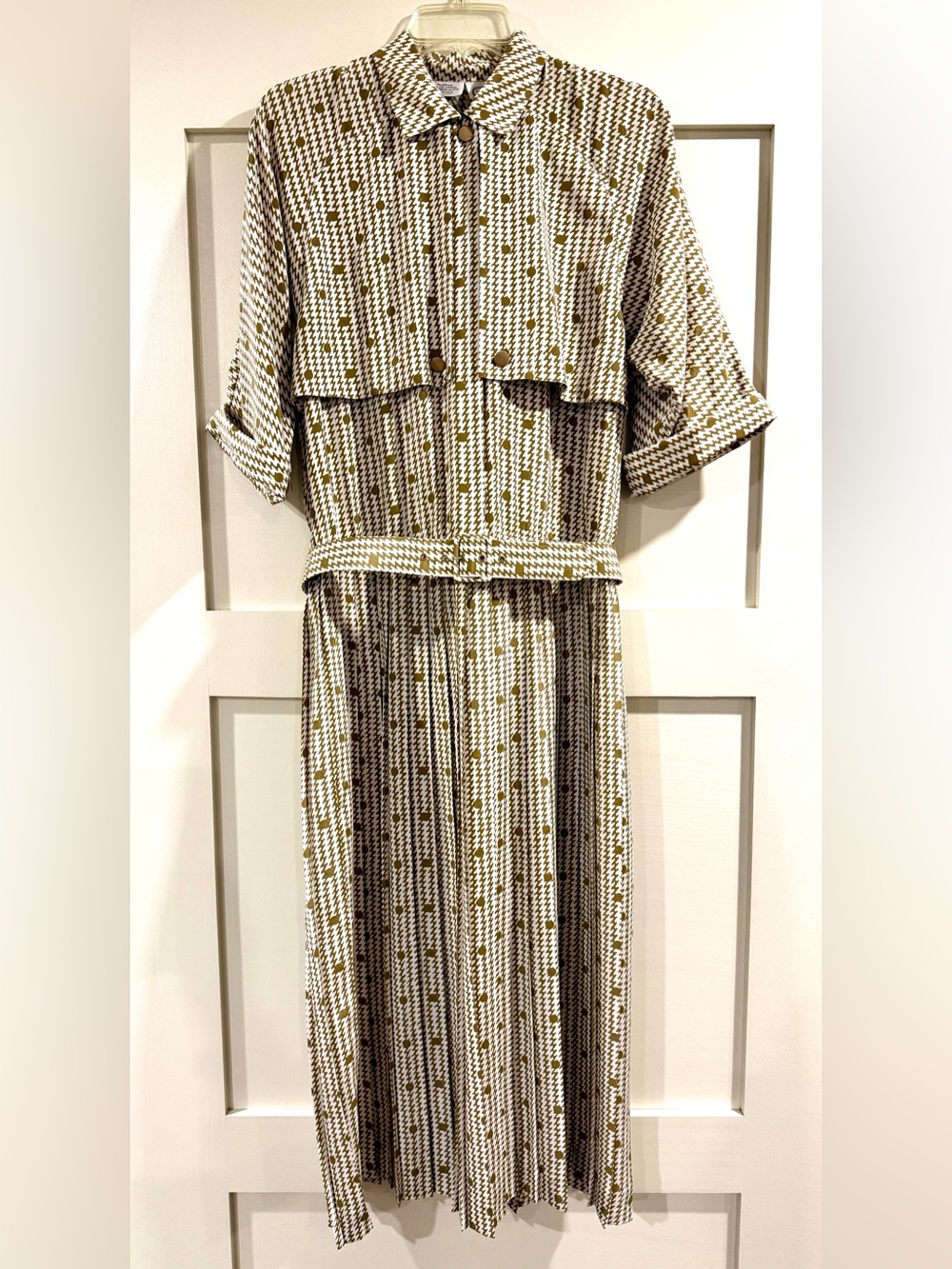 Vintage Liz Roberts Houndstooth Shirt Dress with Belt